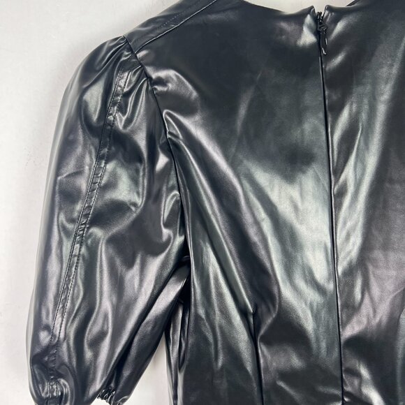 NWT Endless Rose PU Puff Sleeve Mini Dress Faux Leather Black Size XS NEW - Picture 11 of 14